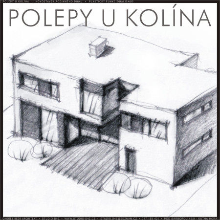 POLEPY u Kolína | V Polepech se rodí novodobý funkcionalistický dům - kresba ze souboru Úvodní skicy. 